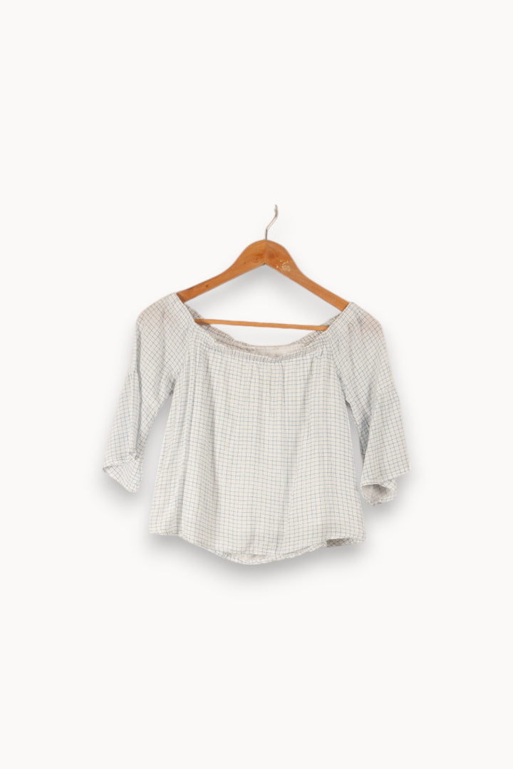 Blouse blanche à carreaux bleus - Taille XS/34 de la marque Marie Sixtine | PARAD34575 - Vendu par Paradigme - Image 3