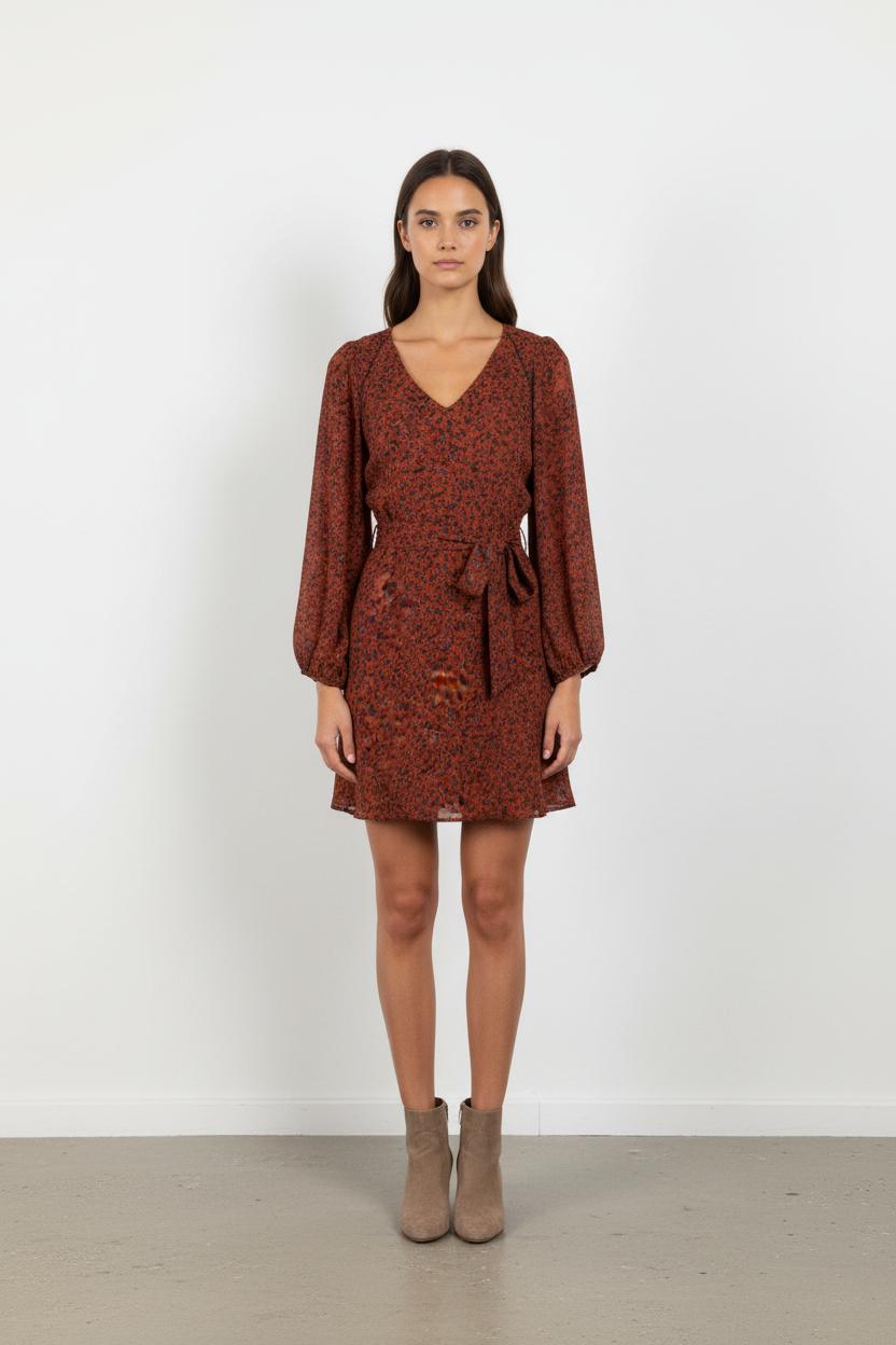 Robe marron/orange à motifs - Taille XL/42