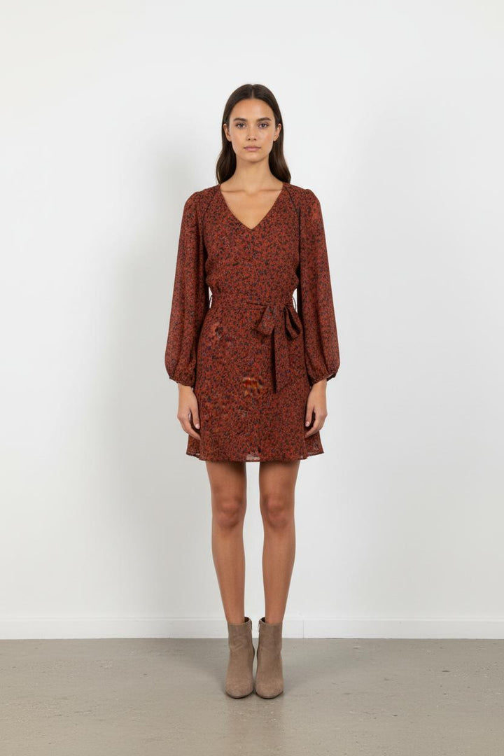 Robe marron/orange à motifs - Taille XL/42