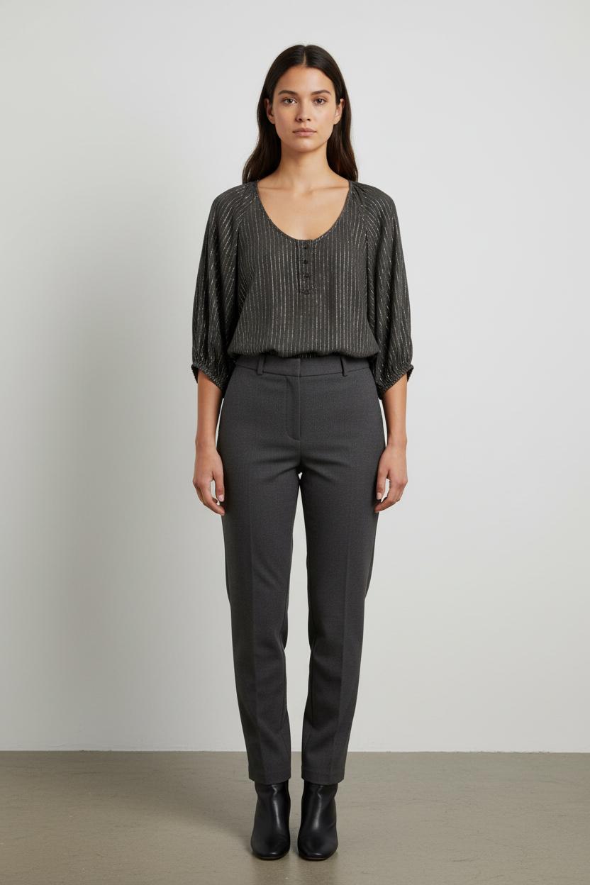 Blouse grise rayée brillante - Taille S/36