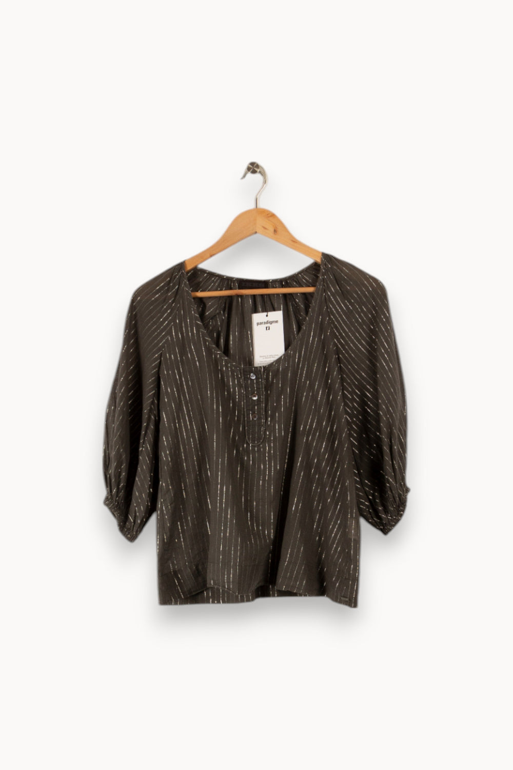 Blouse grise rayée brillante - Taille S/36 de la marque IKKS | PARAD34917 - Vendu par Paradigme - Image 1