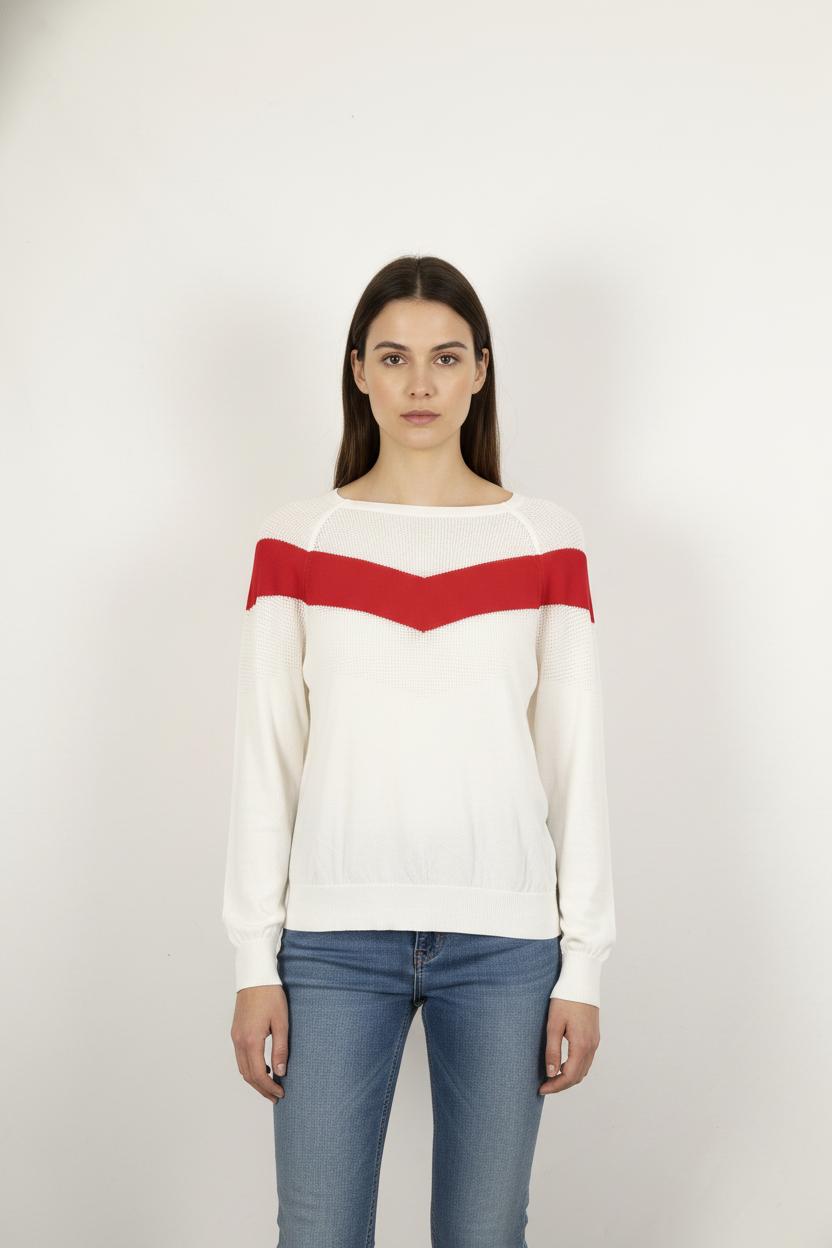 Pull Blanc et Rouge - Taille XL/42
