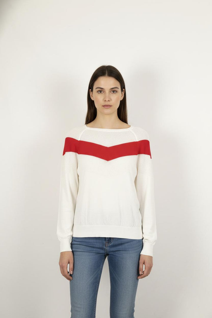 Pull Blanc et Rouge - Taille XL/42