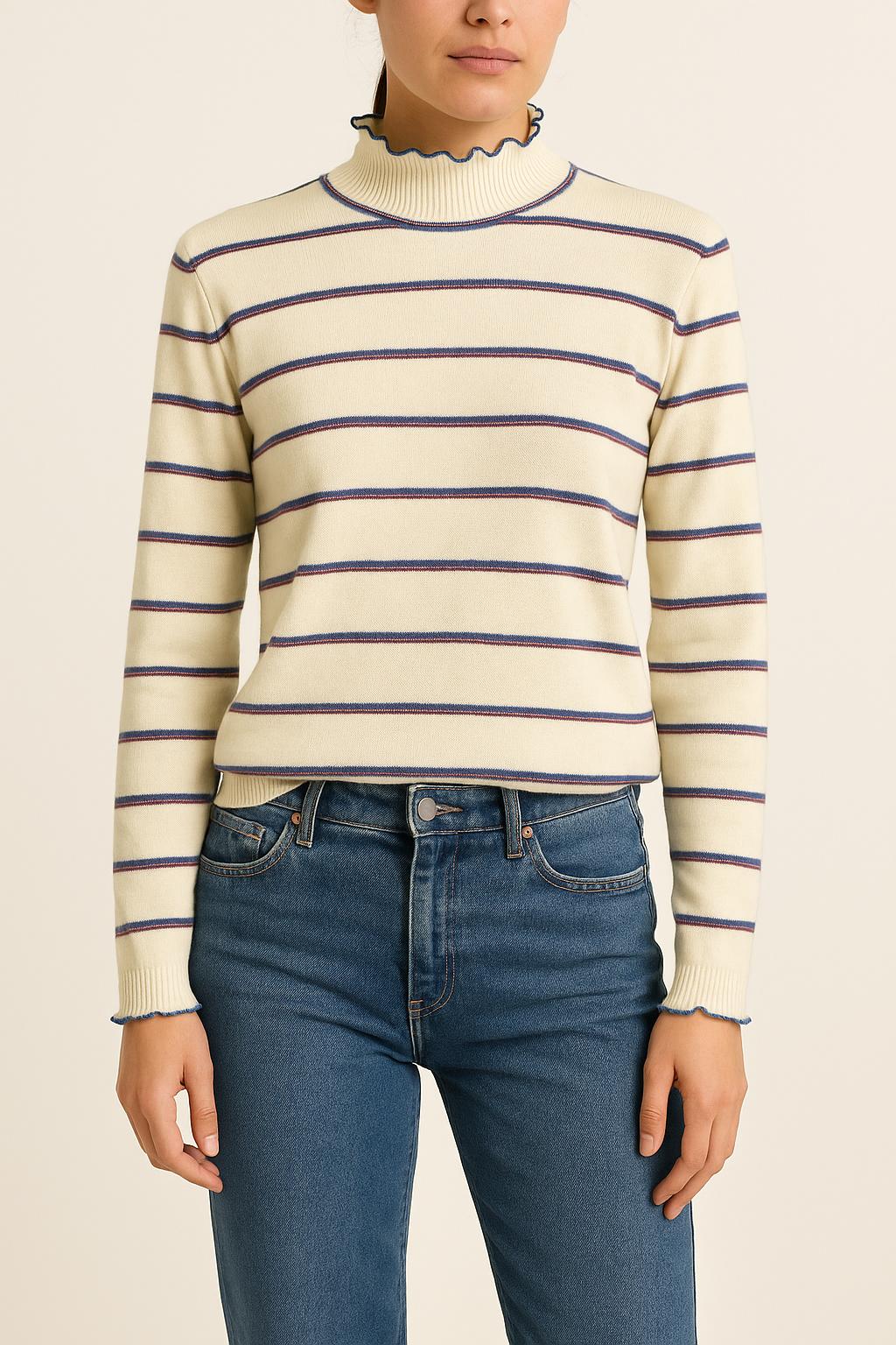 Pull Rayé Beige et Bleu - Taille S/36 de la marque Imprevu | PARAD34931 - Vendu par Paradigme - Image 1