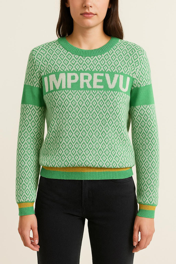 Pull Vert et Blanc - Taille S/36 de la marque Imprevu | PARAD34933 - Vendu par Paradigme - Image 1
