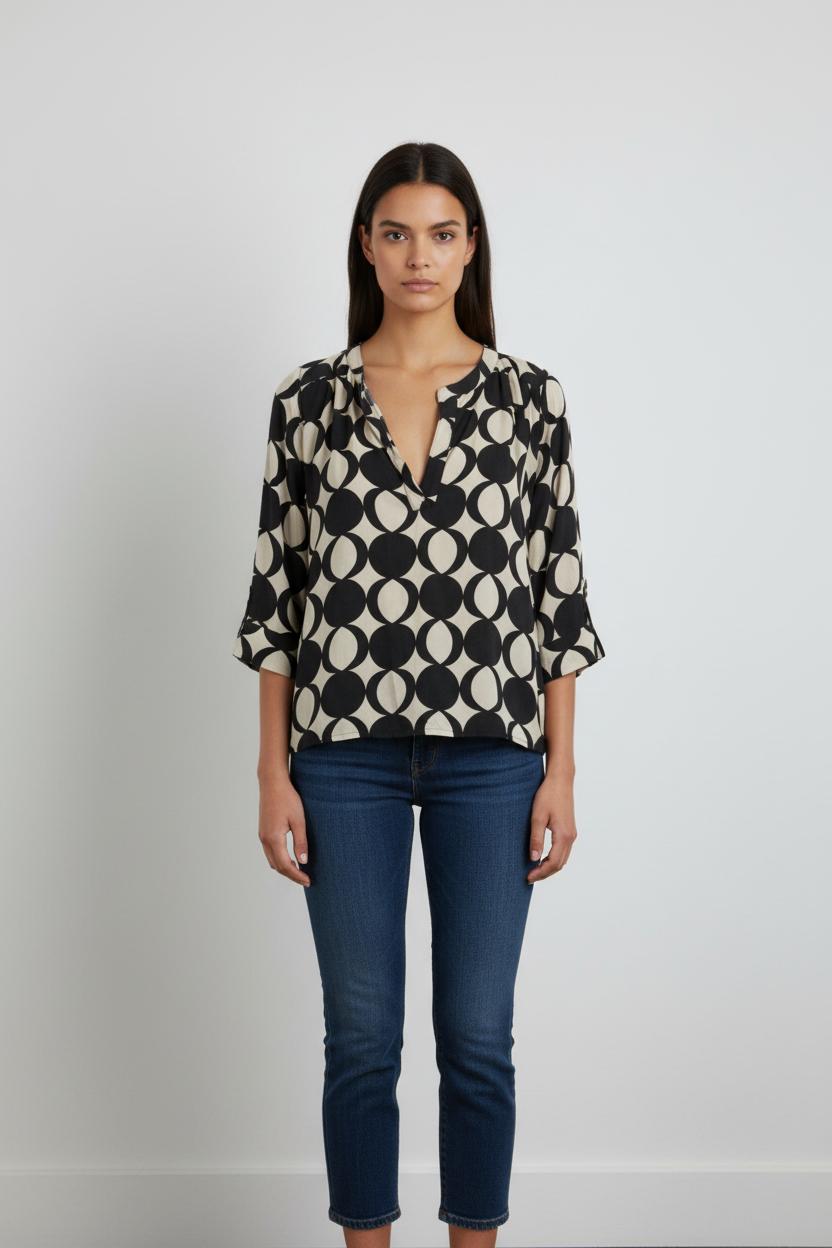Blouse bleue et blanche - Taille S/36