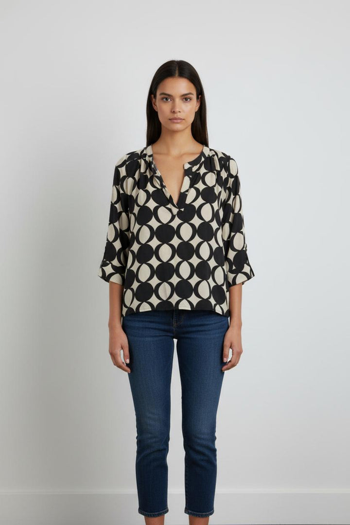 Blouse bleue et blanche - Taille S/36