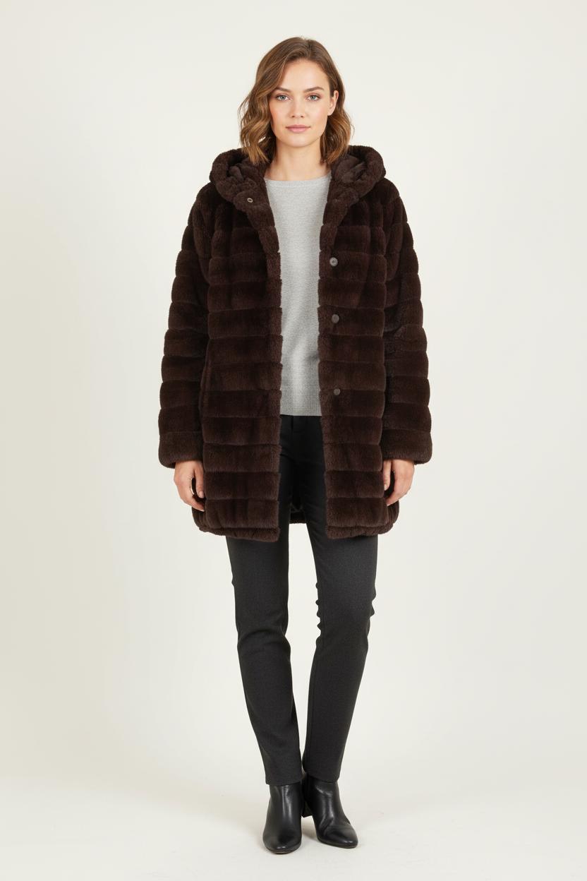Manteau En Fausse Fourrure Marron - Taille L/40 de la marque La Fée Maraboutée | PARAD35038 - Vendu par Paradigme - Image 1