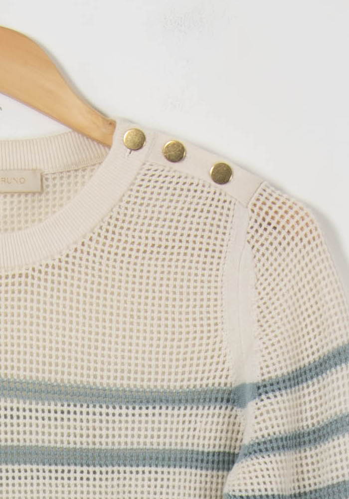 Pull Rayé Écru et Bleu - Taille M/38 de la marque Vanessa Bruno | PARAD35051 - Vendu par Paradigme - Image 3