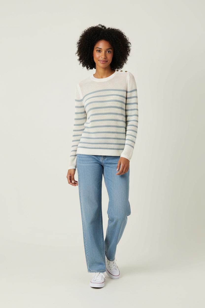 Pull Rayé Écru et Bleu - Taille M/38 de la marque Vanessa Bruno | PARAD35051 - Vendu par Paradigme - Image 1