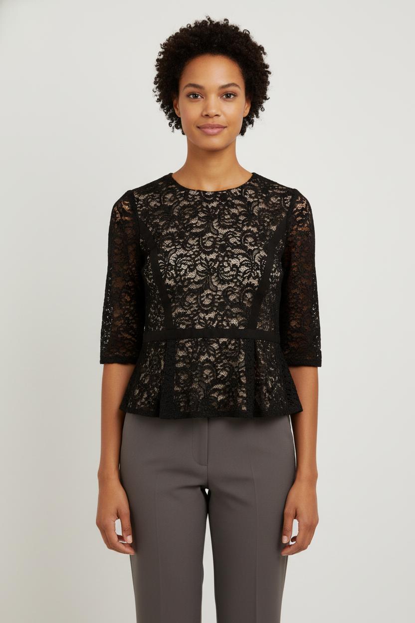 Blouse noire en dentelle - Taille L/40