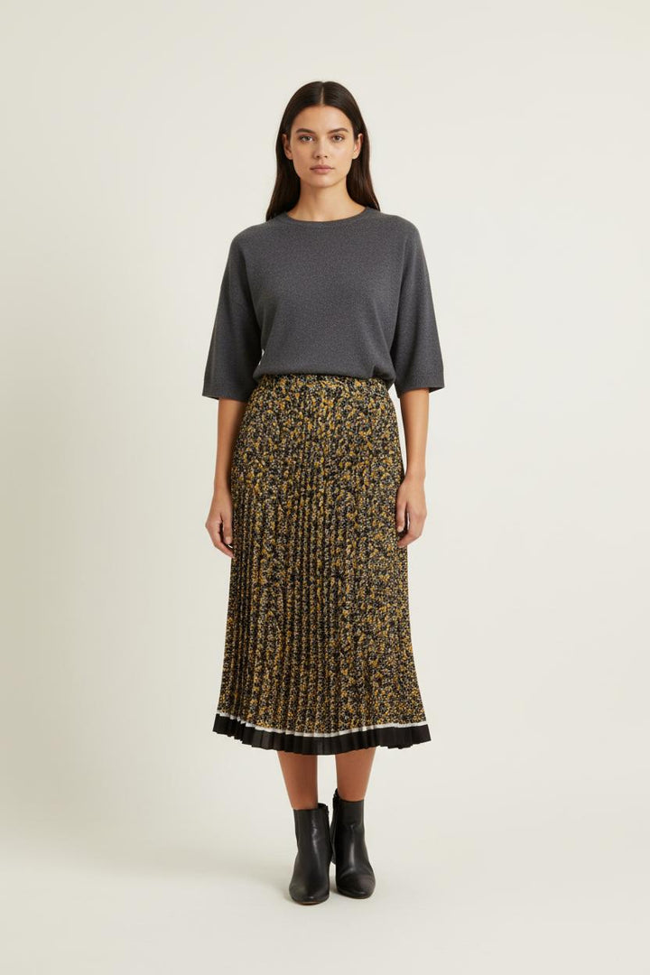 Jupe Plissée Noire et Jaune - Taille M/38 de la marque Caroll | PARAD35400 - Vendu par Paradigme - Image 1