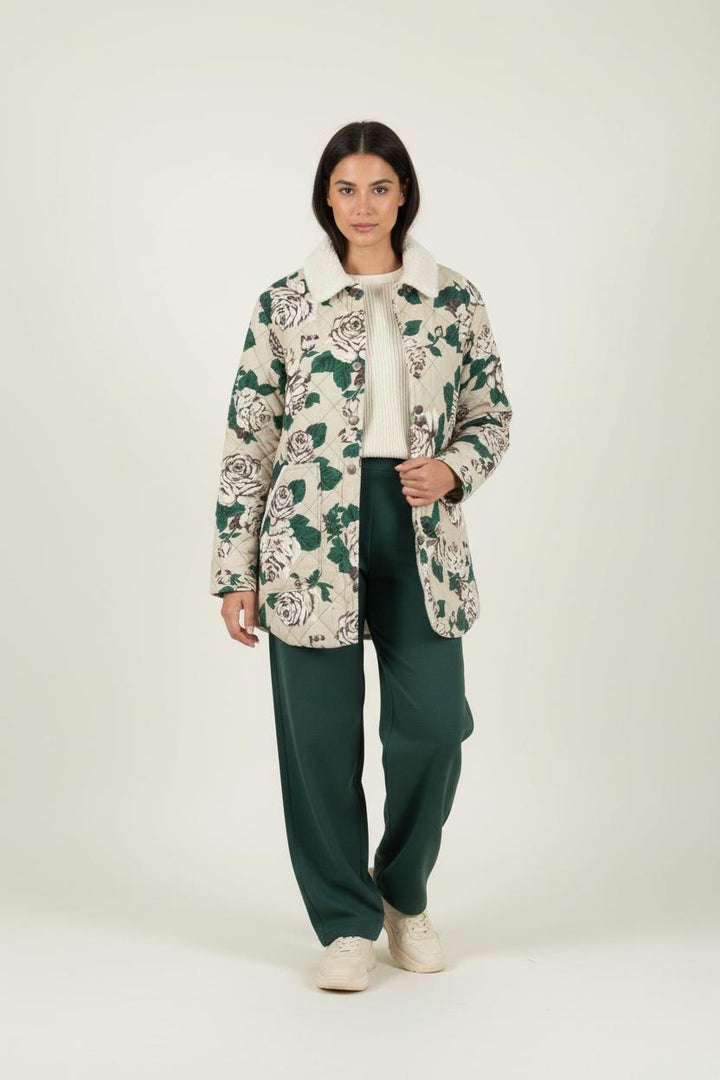 Veste Matelassée Beige et Vert - Taille L/40 de la marque Claudie Pierlot | PARAD35414 - Vendu par Paradigme - Image 1
