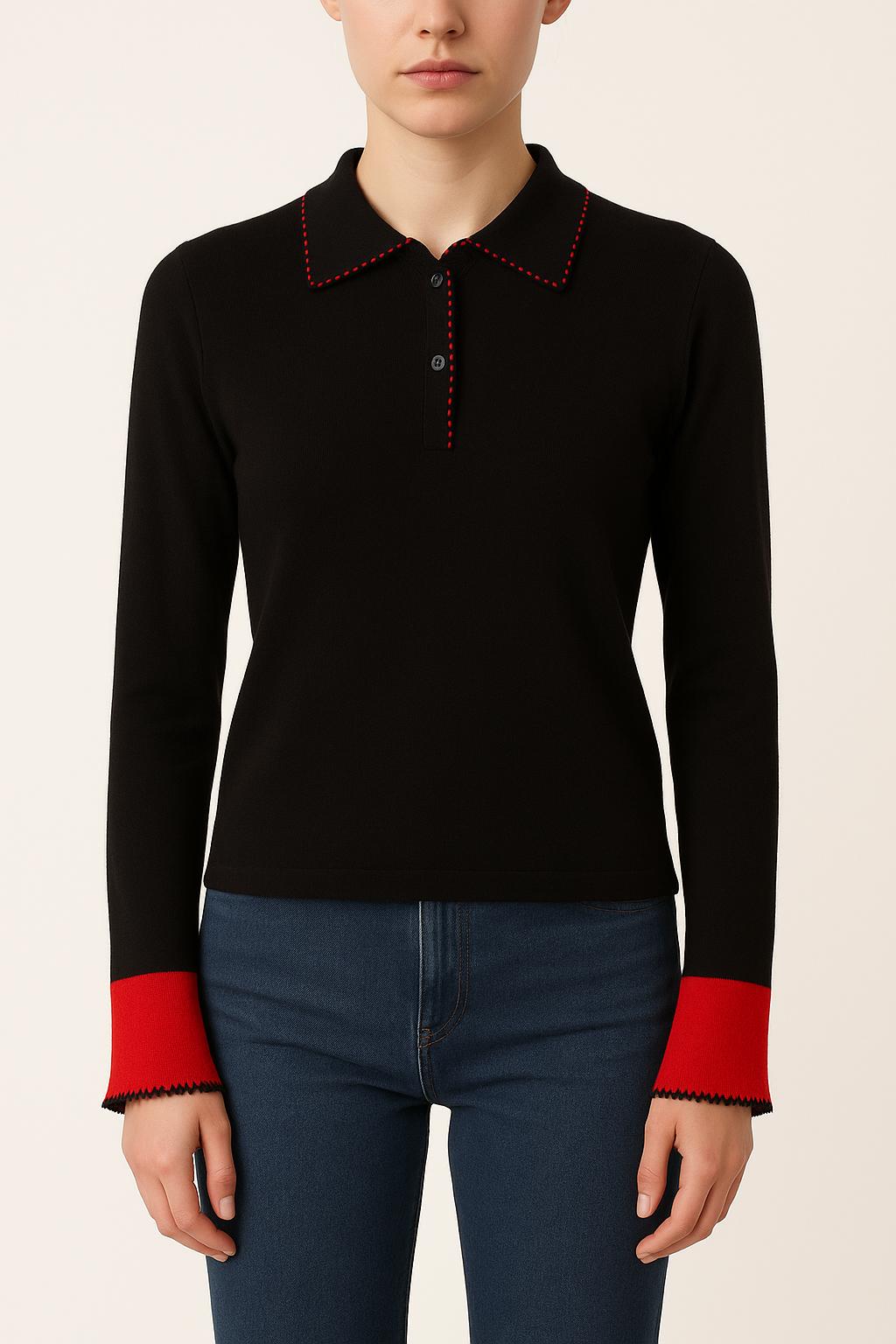 Pull Noir et Rouge - Taille S/36 de la marque Agnès b. | PARAD35416 - Vendu par Paradigme - Image 1