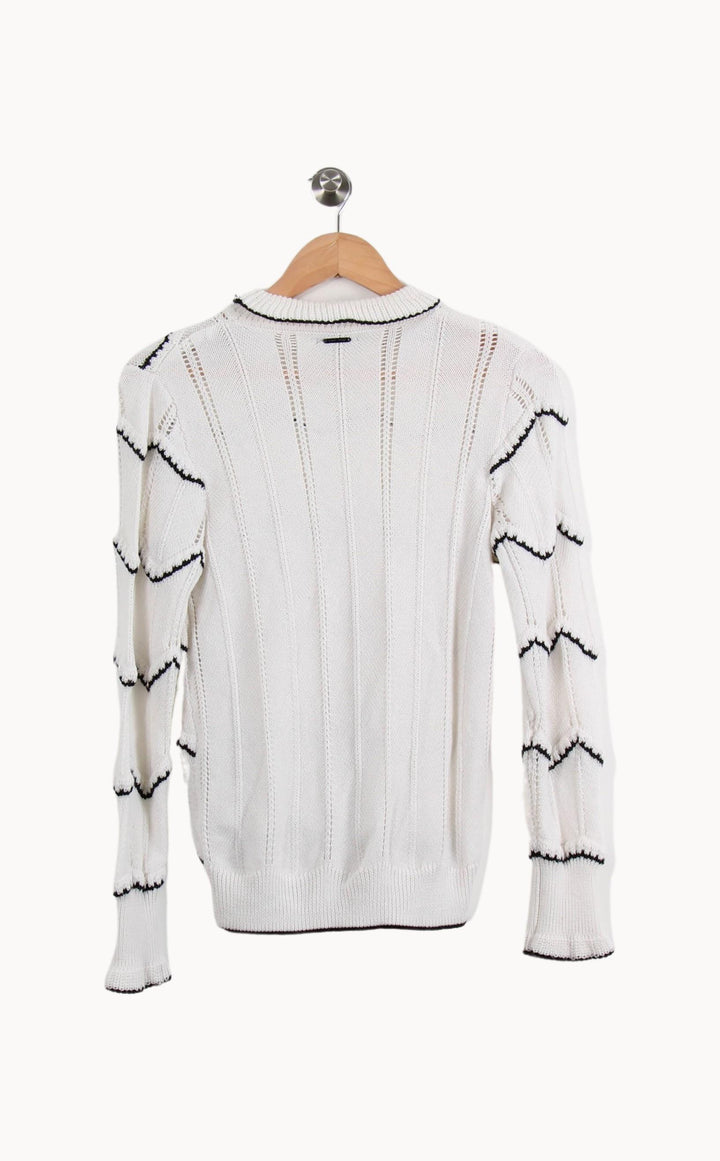 Pull Blanc et Noir - Taille S/36 de la marque One Step | PARAD35491 - Vendu par Paradigme - Image 4