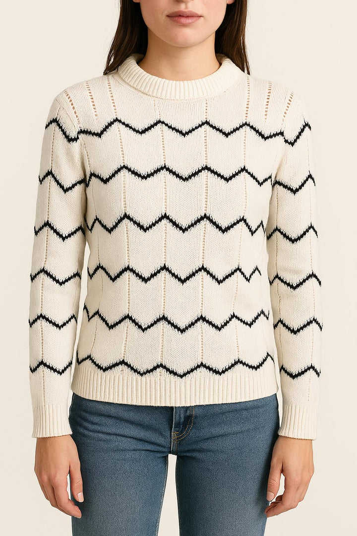 Pull Blanc et Noir - Taille S/36 de la marque One Step | PARAD35491 - Vendu par Paradigme - Image 1