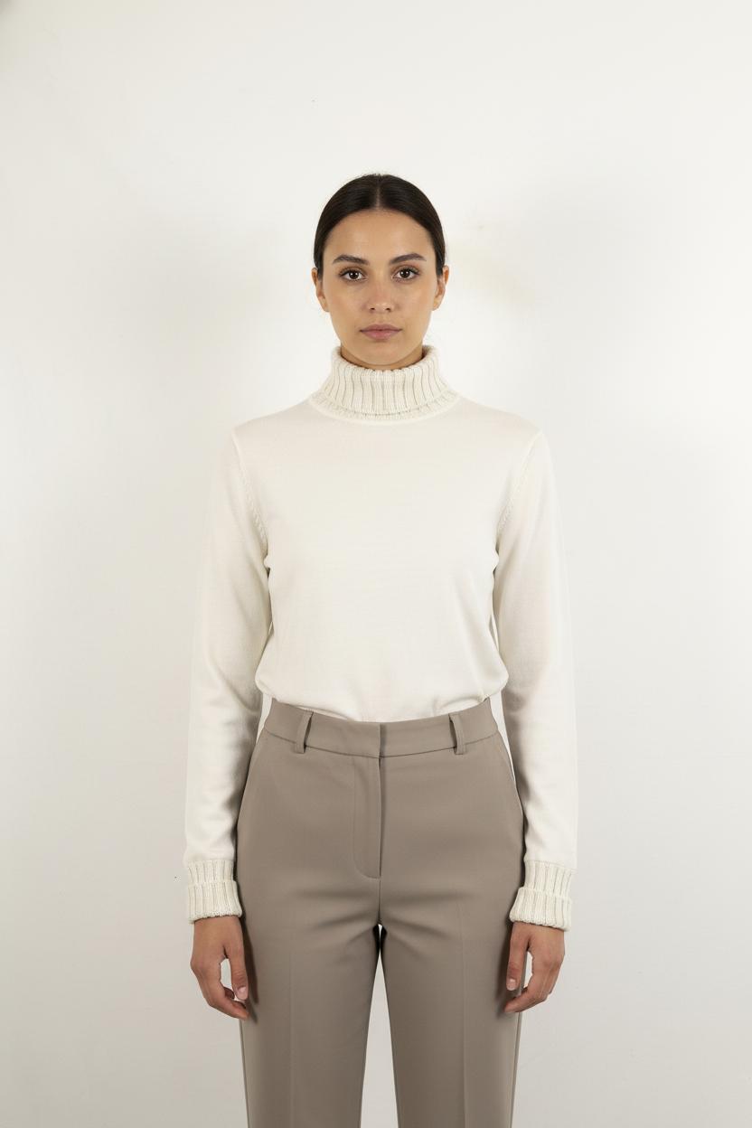 Pull Col Roulé Blanc - Taille S/36
