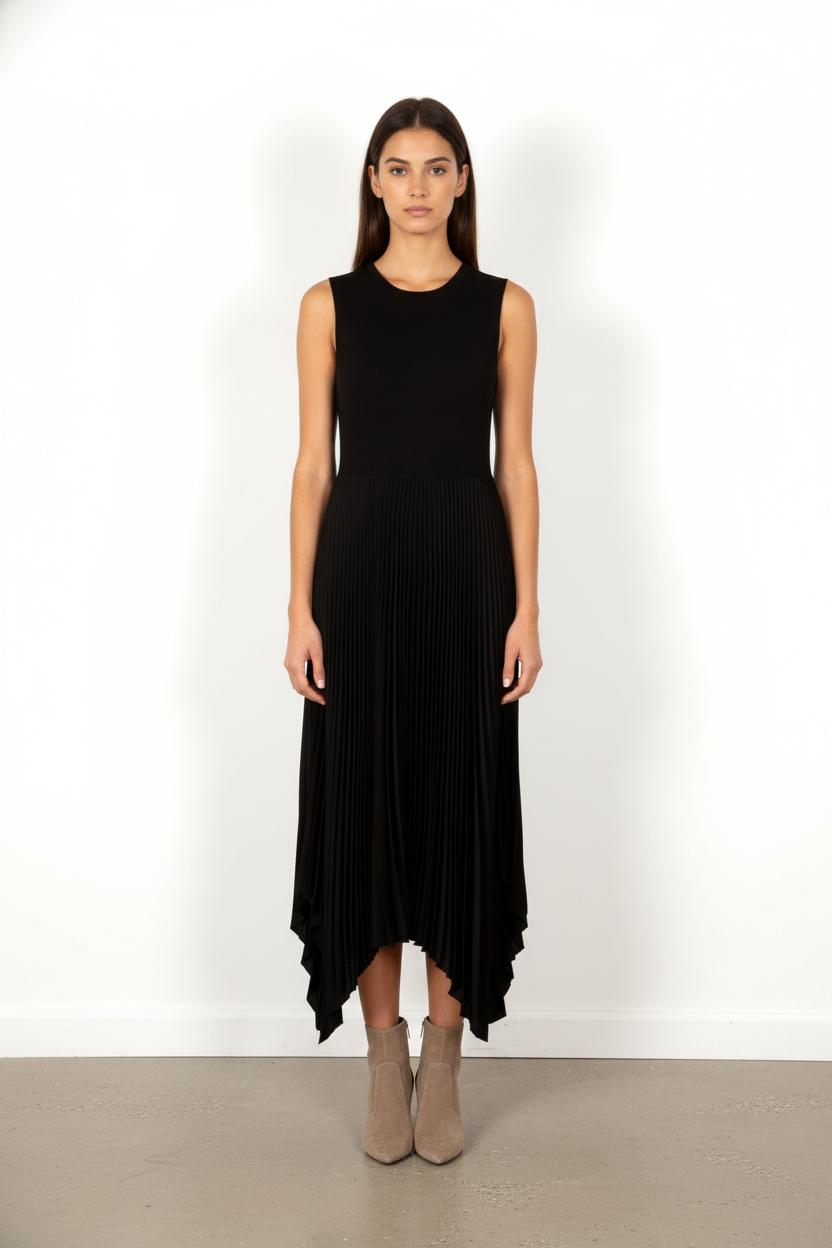 Robe longue noire plissée - Taille S/36