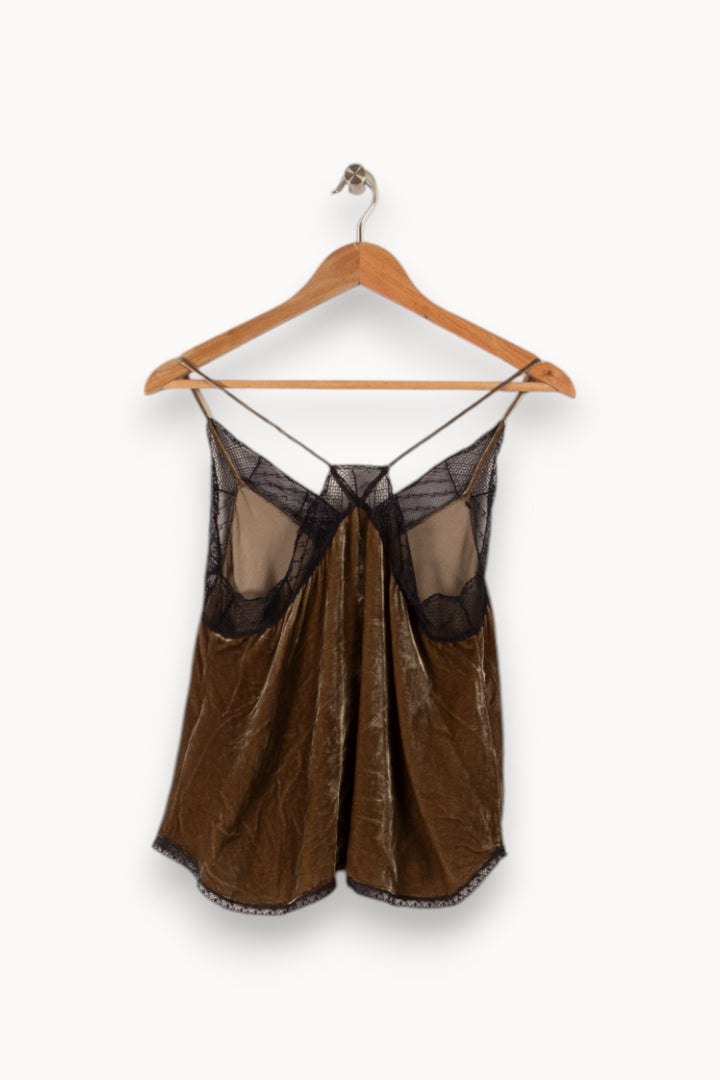 Top en velours marron/vert - Taille XS/34 de la marque Zadig&Voltaire | PARAD35544 - Vendu par Paradigme - Image 3