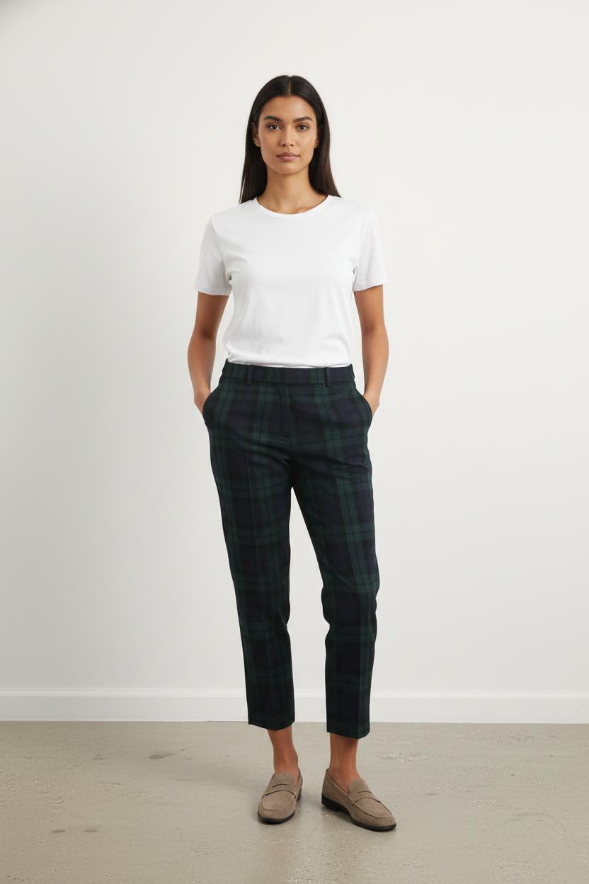 Pantalon À Carreaux Vert et Noir - Taille XL/42