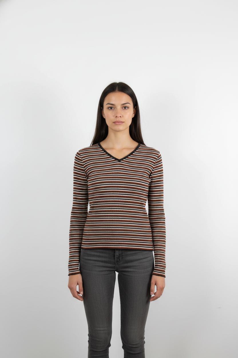 Pull Marron et Blanc - Taille L/40