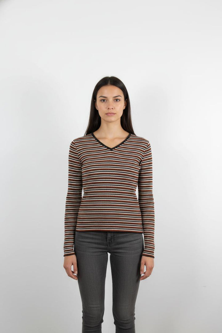 Pull Marron et Blanc - Taille L/40