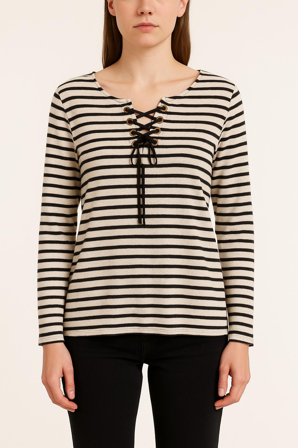 Marinière Blanche et Noire - Taille L/40 de la marque Léon & Harper | PARAD35629 - Vendu par Paradigme - Image 1