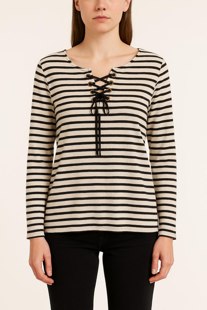 Marinière Blanche et Noire - Taille L/40 de la marque Léon & Harper | PARAD35629 - Vendu par Paradigme - Image 1