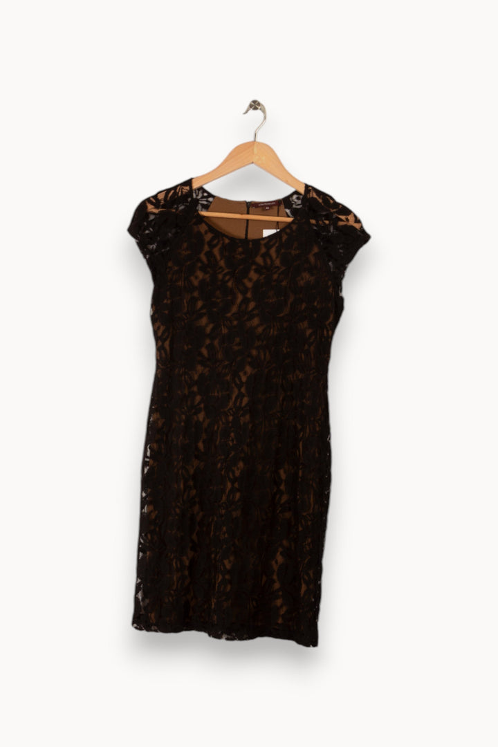 Robe noire et marron en dentelle - Taille L/40 de la marque La Fée Maraboutée | PARAD35650 - Vendu par Paradigme - Image 1