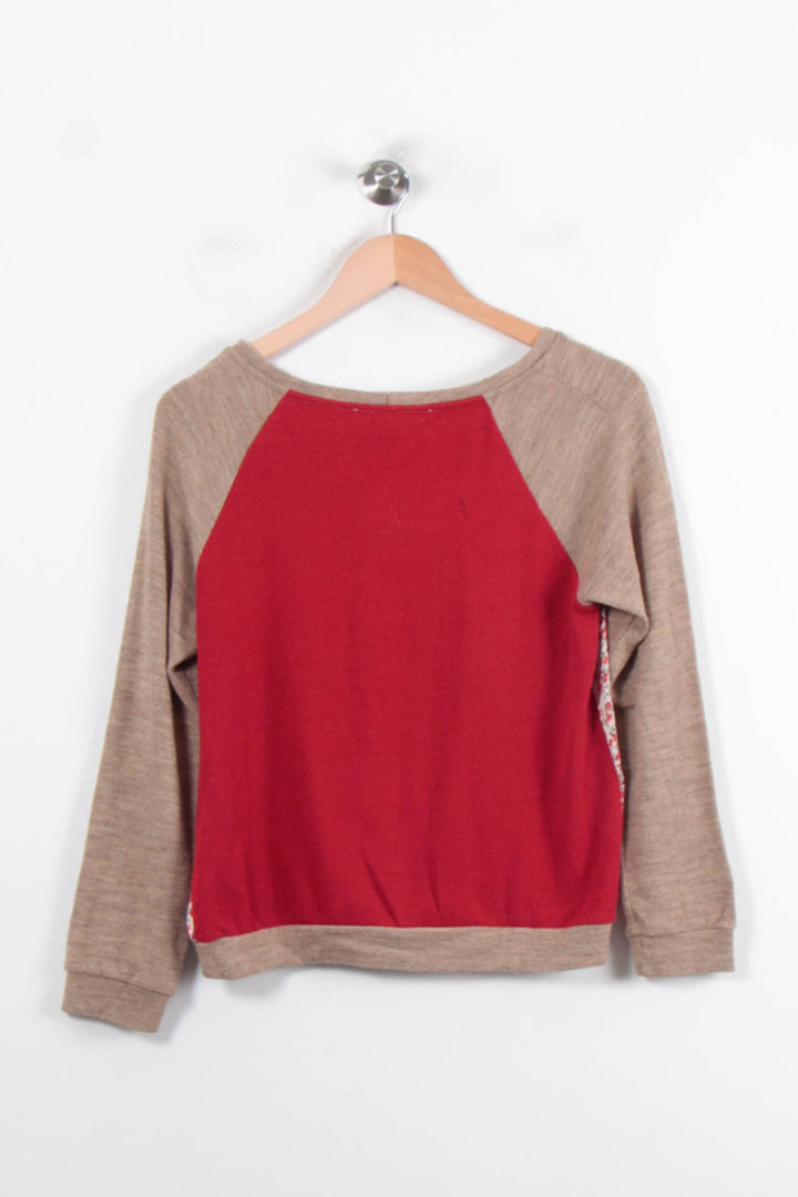 Sweat Beige et Fleuris - Taille S/36 de la marque La Fée Maraboutée | PARAD35671 - Vendu par Paradigme - Image 4