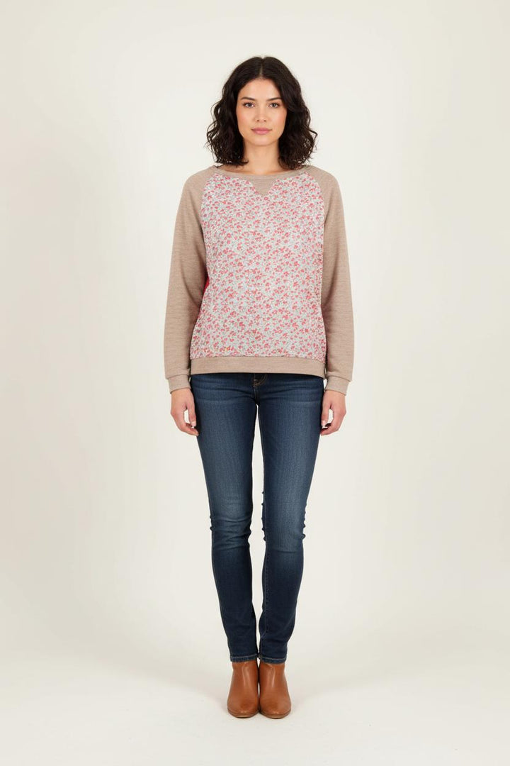Sweat Beige et Fleuris - Taille S/36 de la marque La Fée Maraboutée | PARAD35671 - Vendu par Paradigme - Image 1