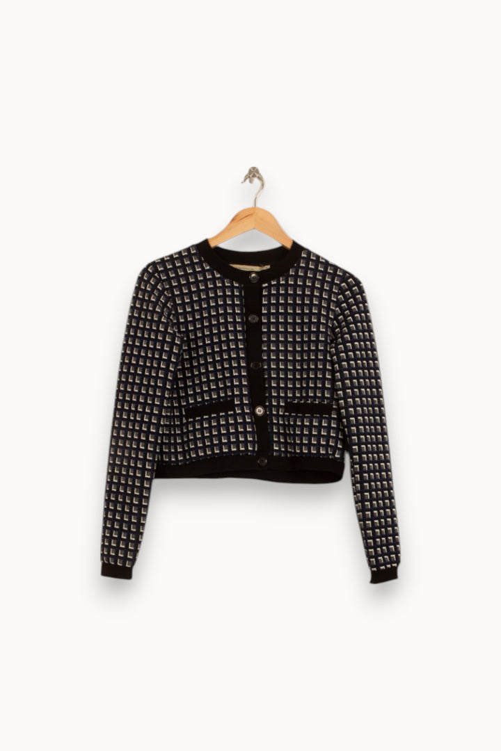 Cardigan Noir et Blanc - Taille XS/34 de la marque La Fée Maraboutée | PARAD35697 - Vendu par Paradigme - Image 2