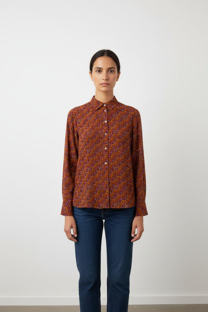 Chemise marron à motifs - Taille S/36