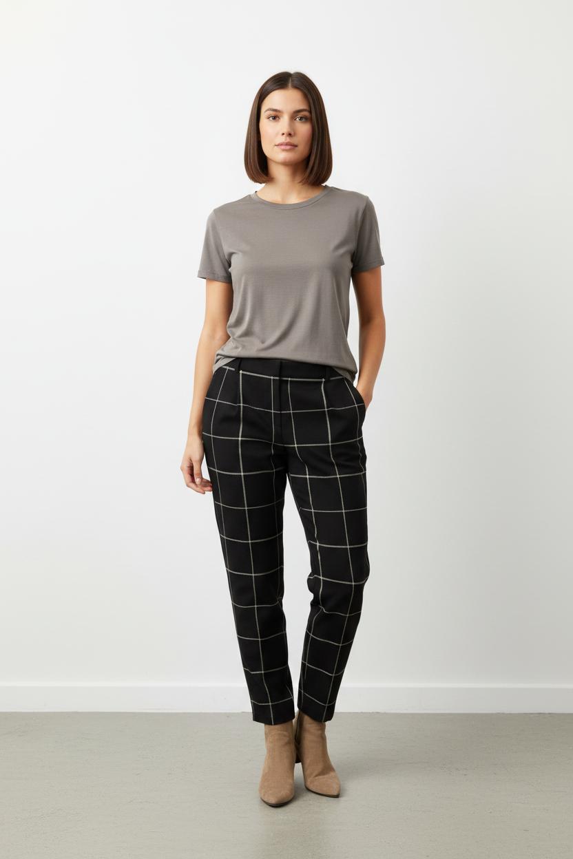 Pantalon noir à carreaux - Taille L/40