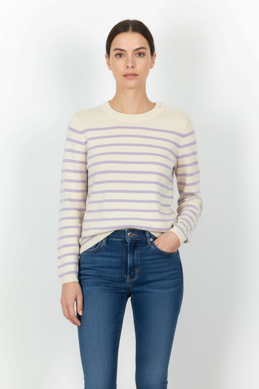 Pull beige à rayures - Taille L/40 de la marque Comptoir des Cotonniers | PARAD35885 - Vendu par Paradigme - Image 1