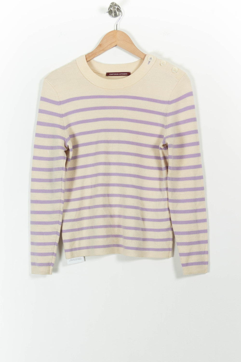 Pull beige à rayures - Taille L/40 de la marque Comptoir des Cotonniers | PARAD35885 - Vendu par Paradigme - Image 2