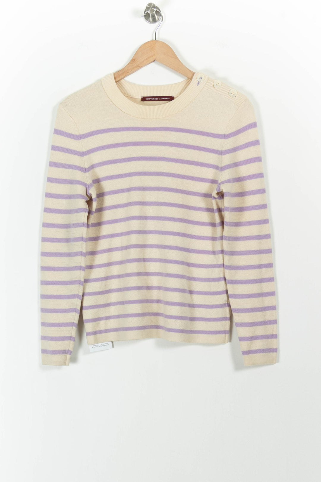 Pull beige à rayures - Taille L/40 de la marque Comptoir des Cotonniers | PARAD35885 - Vendu par Paradigme - Image 2