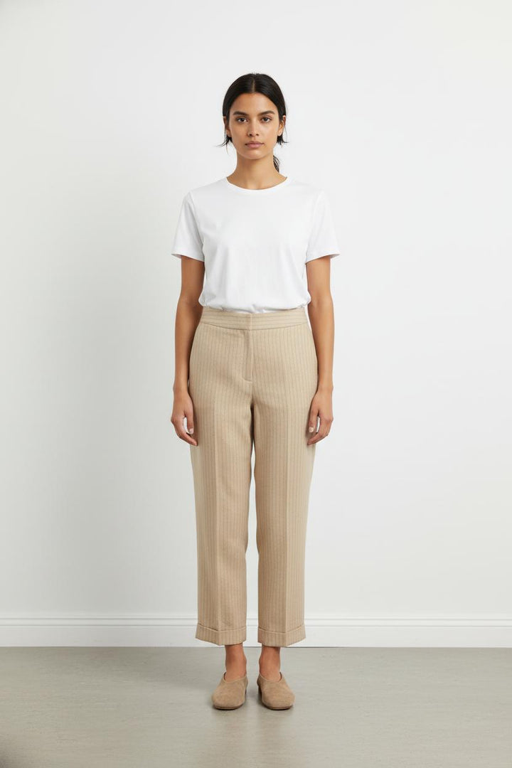 Pantalon beige à rayures - Taille M/38