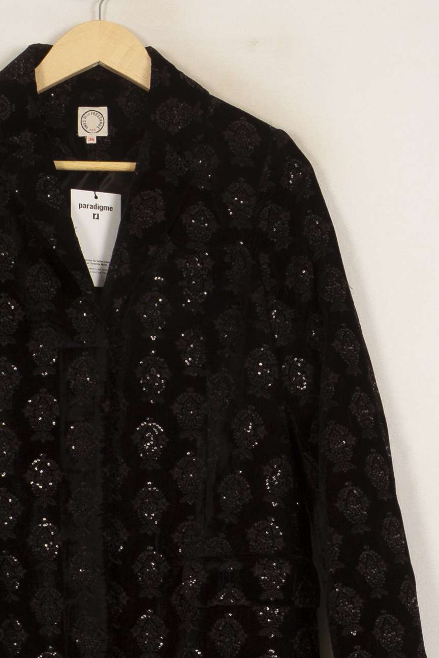 Manteau Brodé Noir - Taille S/36 de la marque Ines de la Fressange Paris | PARAD36081 - Vendu par Paradigme - Image 3