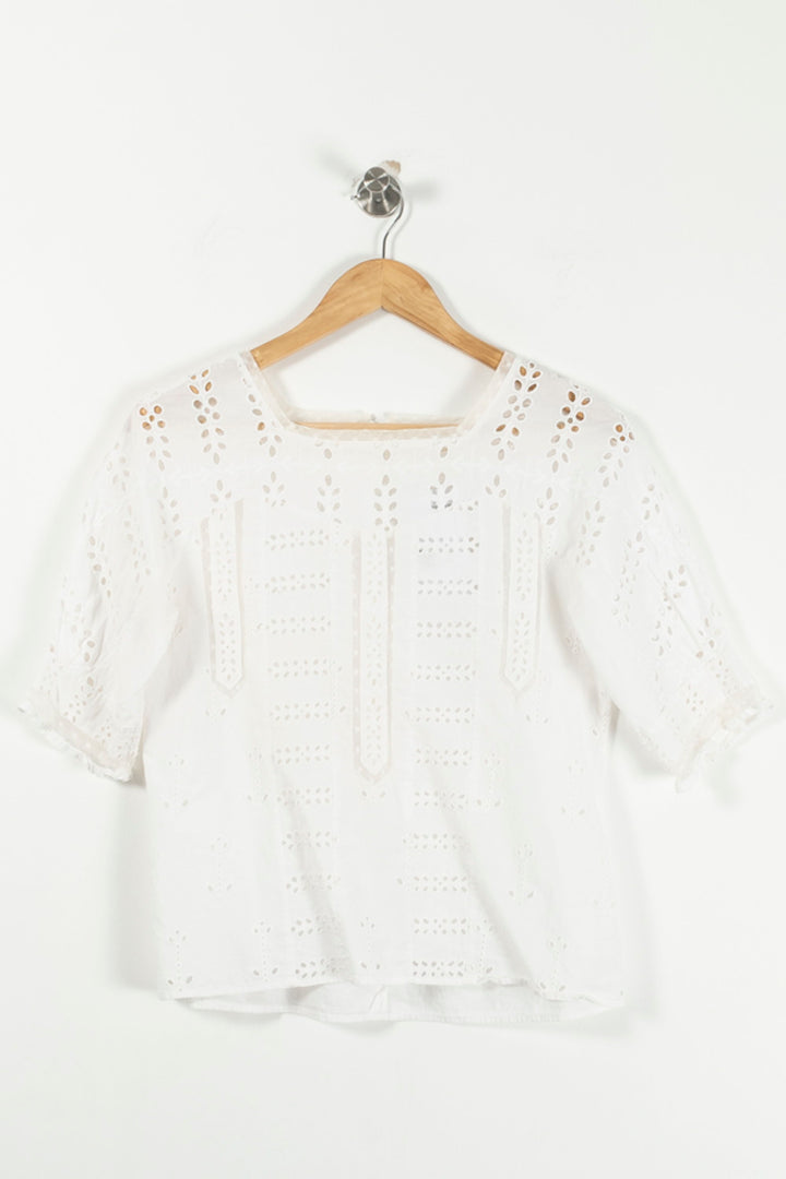Blouse Brodée Blanche - Taille M/38 de la marque Maje | PARAD36084 - Vendu par Paradigme - Image 2