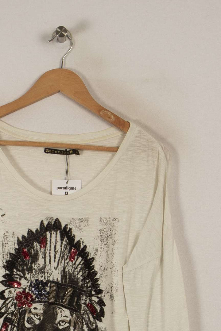 T-shirt manches longues blanc avec détails - Taille M/38 de la marque Bérénice | PARAD36117 - Vendu par Paradigme - Image 2