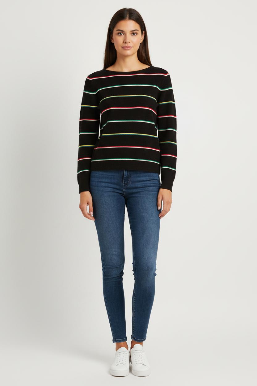Pull noir rayé - Taille XS/34