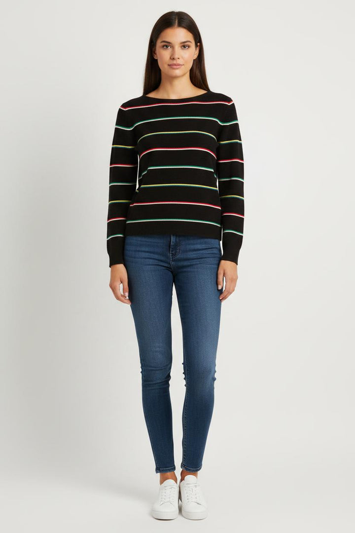 Pull noir rayé - Taille XS/34