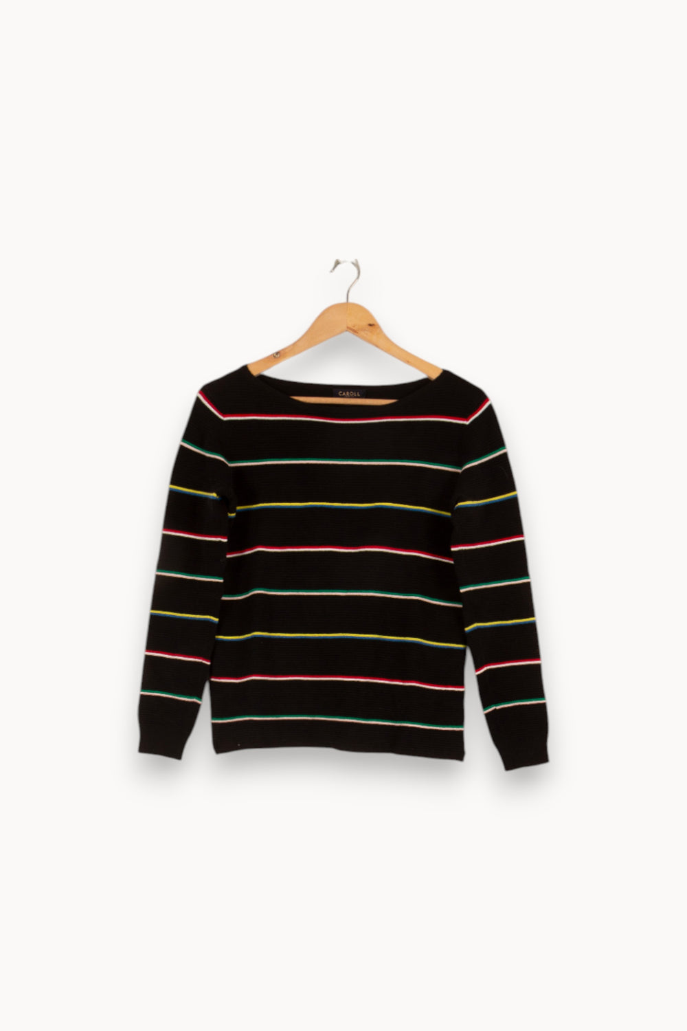 Pull noir rayé - Taille XS/34 de la marque Caroll | PARAD36578 - Vendu par Paradigme - Image 1