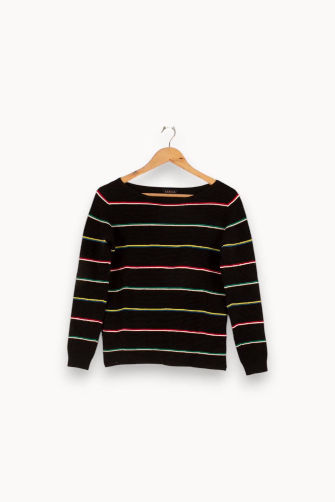 Pull noir rayé - Taille XS/34 de la marque Caroll | PARAD36578 - Vendu par Paradigme - Image 1