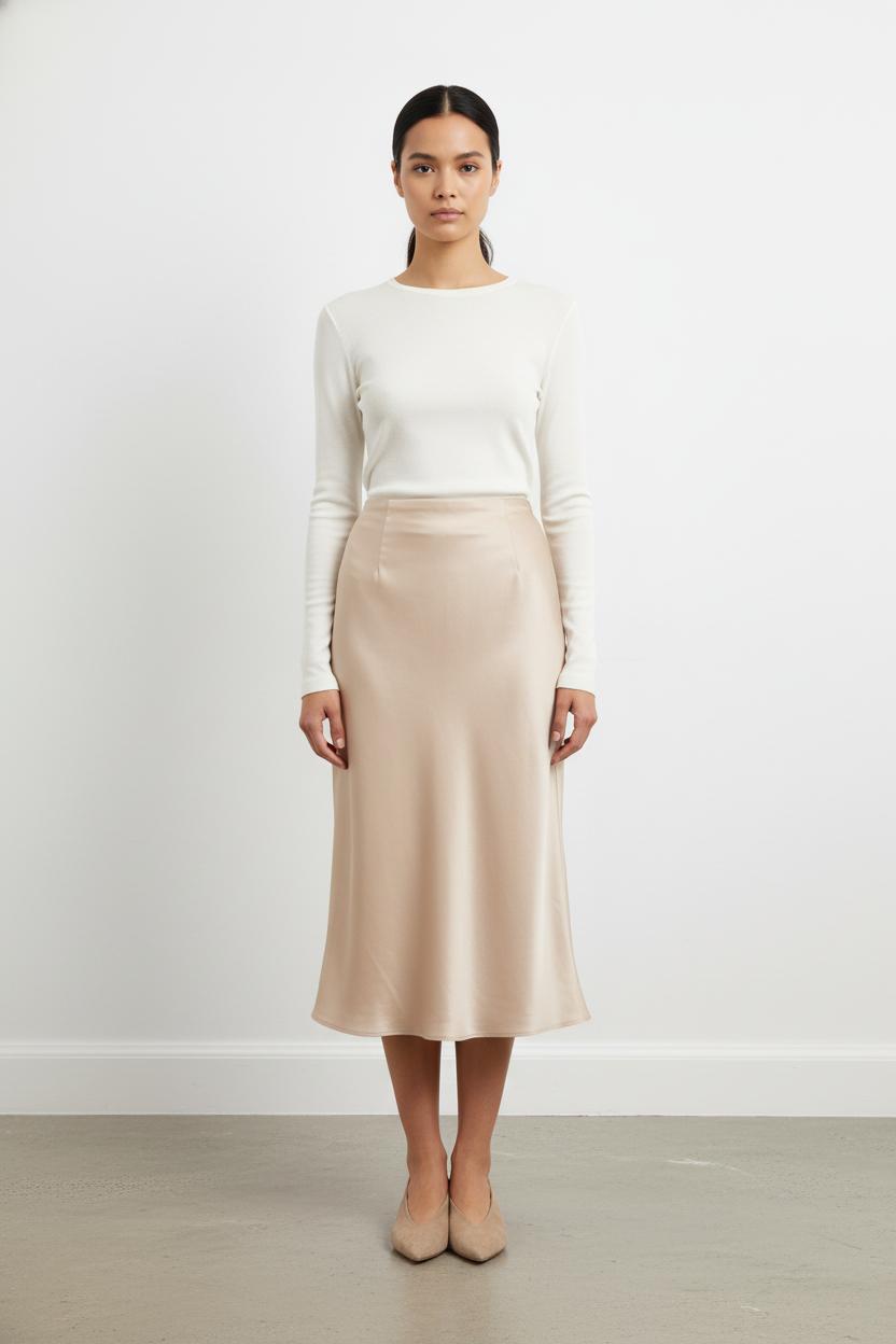 Jupe Satinée Beige - Taille S/36