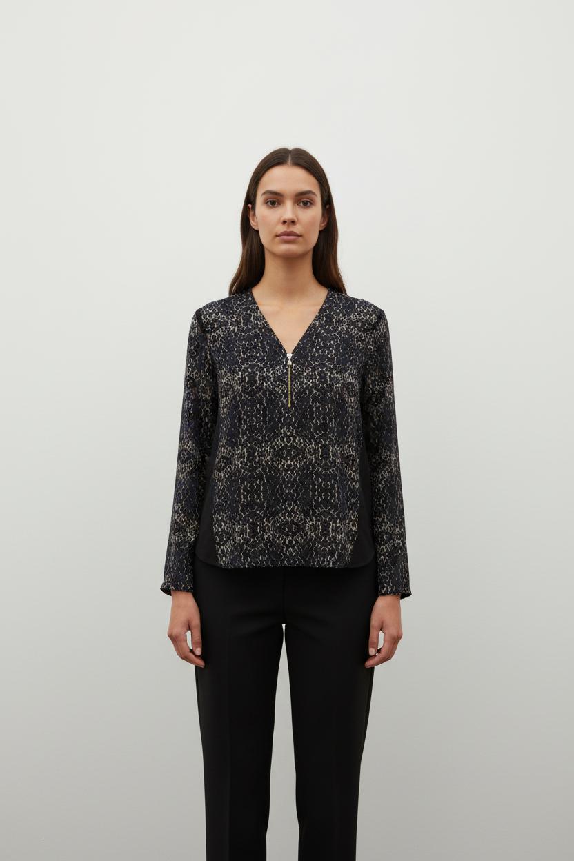 Blouse Noire et Beige - Taille M/38