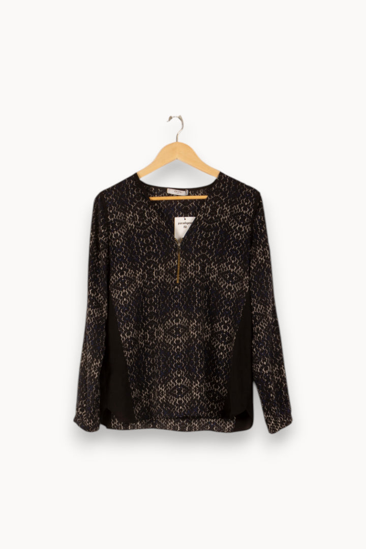 Blouse Noire et Beige - Taille M/38 de la marque ZAPA | PARAD37165 - Vendu par Paradigme - Image 2