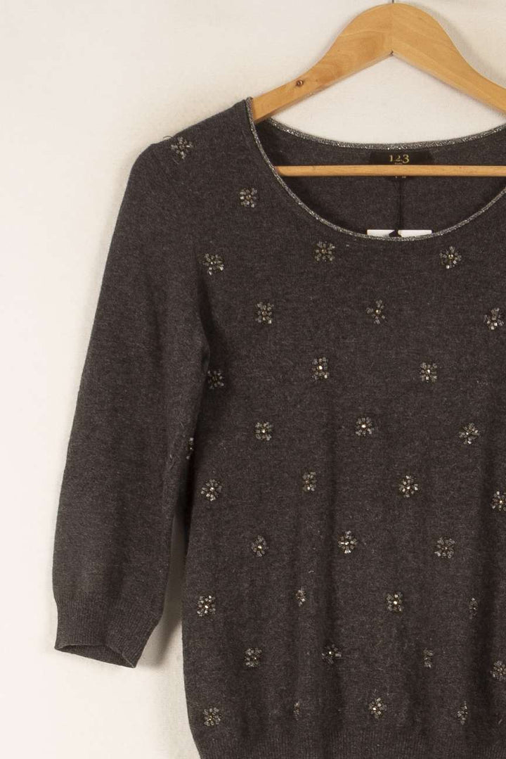 Pull Gris - Taille S/36 de la marque Maison 123 | PARAD37178 - Vendu par Paradigme - Image 3