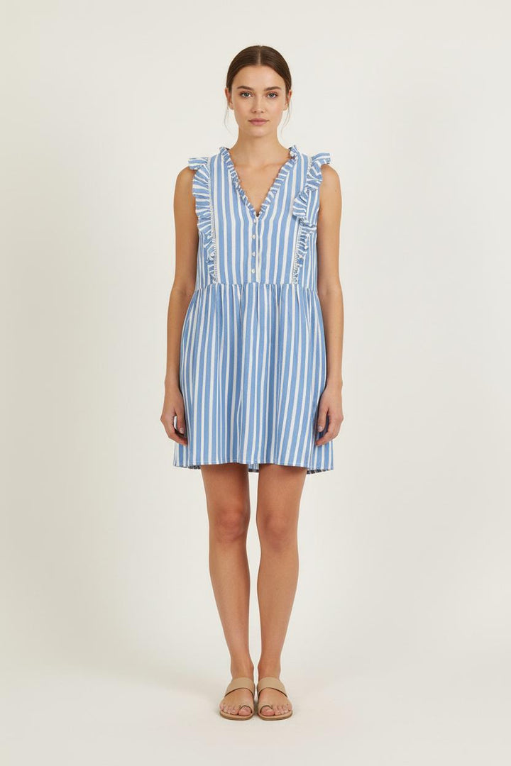 Robe Courte Bleu et Blanche - Taille S/36 de la marque Sézane | PARAD37267 - Vendu par Paradigme - Image 1